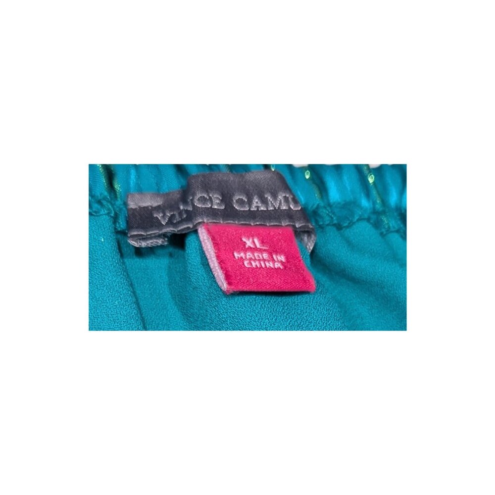 Vince Camuto Metallic Striped Off Shoulder Tie Hem Blouse XL Teal - Picture 6 of 8